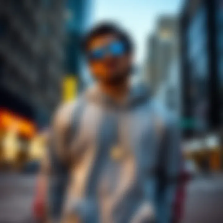 Styling Urban Hoodies in Cityscape Stylish urban hoodie paired with accessories in a cityscape setting