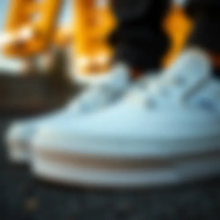 Close-up of the craftsmanship details on the Vans Classic Slip-On Platform