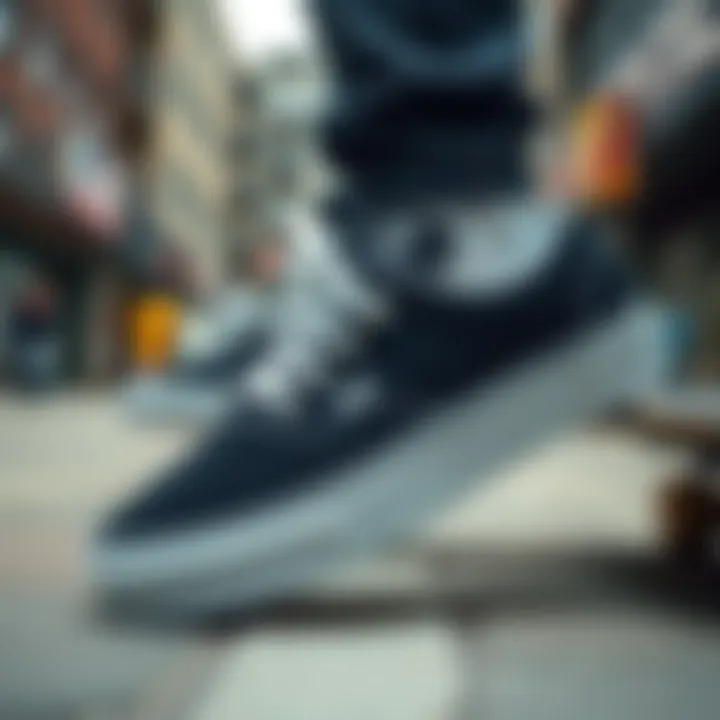 Vans Comfycush SK8 displayed in an urban skateboarding environment