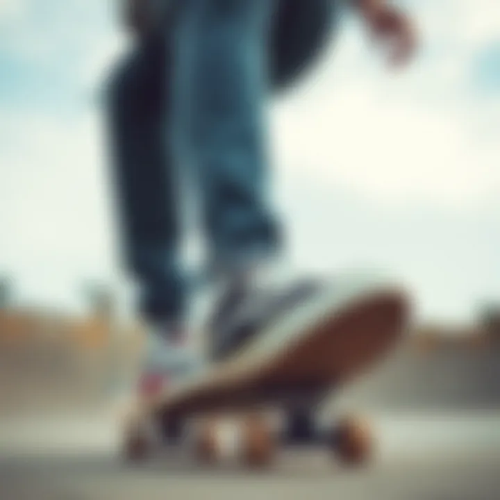 A skateboarder wearing custom Vans at a skate park
