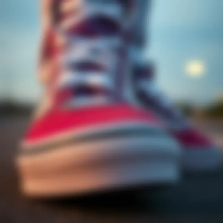 A close-up of personalized Vans with vibrant colors