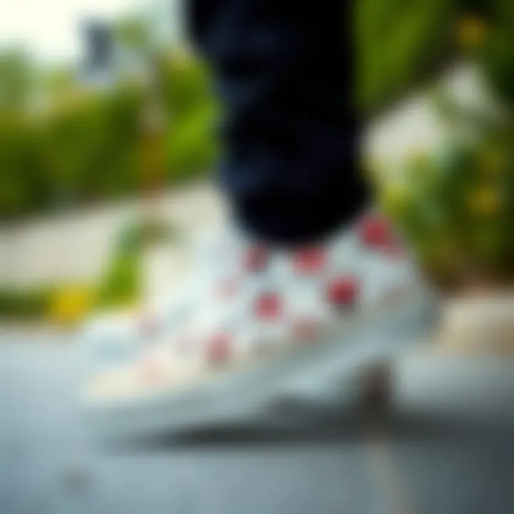 Unique Patterns of Vans Minnie Mouse Shoes Close-up of the unique patterns on Vans Minnie Mouse Shoes