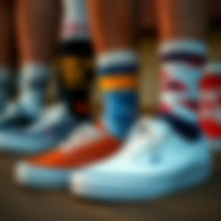 Vans and Socks Pairing An array of Vans shoes paired with complementary socks