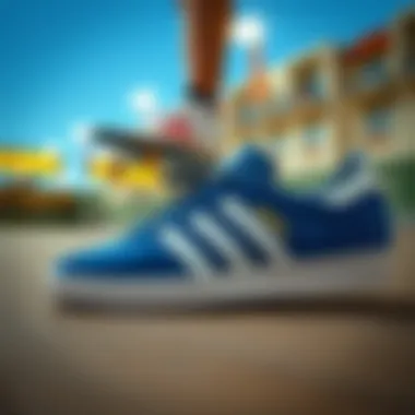 Adidas Samba sneakers showcased in a vibrant skateboarding environment