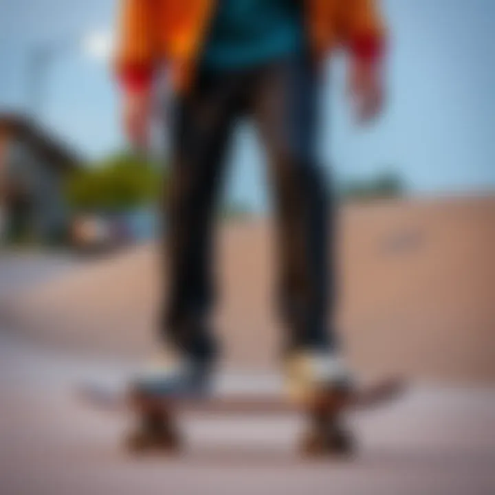 Trendy Fit for Skateboard Enthusiasts Trendy skateboarder model showcasing fit and style