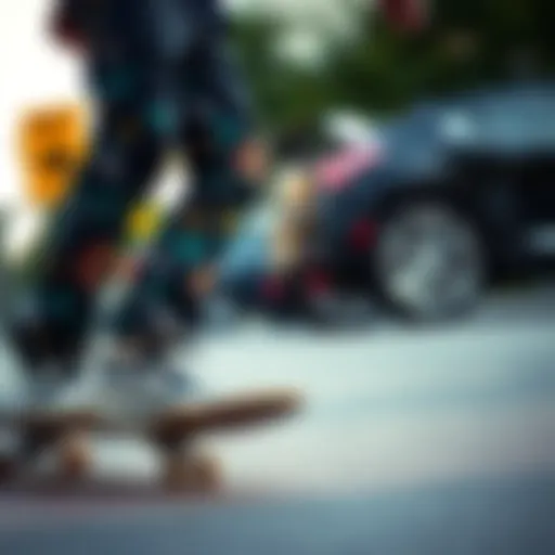 Urban skateboard culture showcased through stylish pants