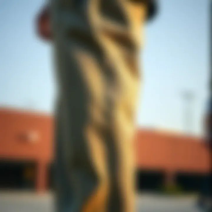 Fabric Features of Wide Leg Dickies Close-up of fabric texture and details of Dickies pants